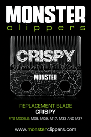 Monster Clippers Crispy replacement blade packaging on a black background