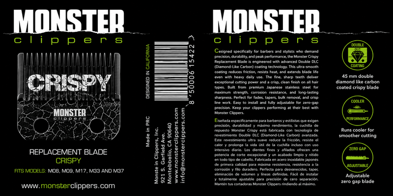 Monster Clippers crispy replacement blade packaging with branding and product details.