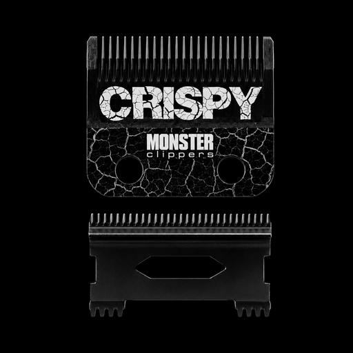 Crispy Monster Clippers comb and clipper head on a black background