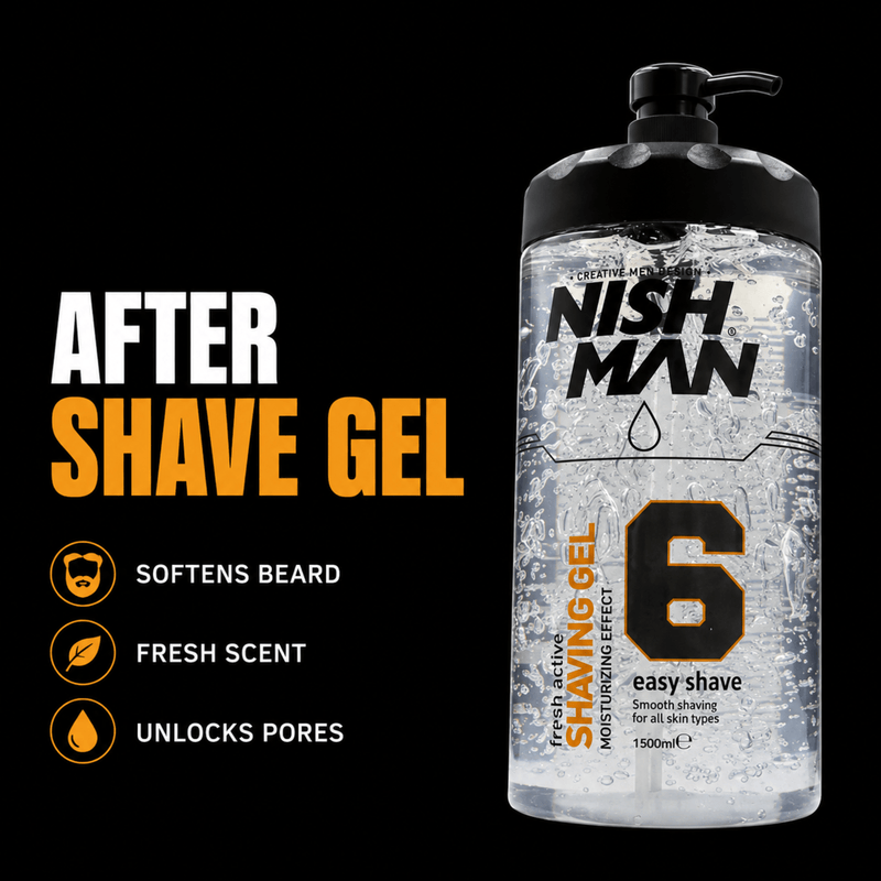 Nishman After Shave Gel 6 Softens Beard Refreshes Skin and Unclogs Pores Available at Primos Barber Supply