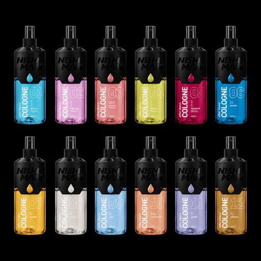 Nishman aftershave cologne full collection all scents display professional barber