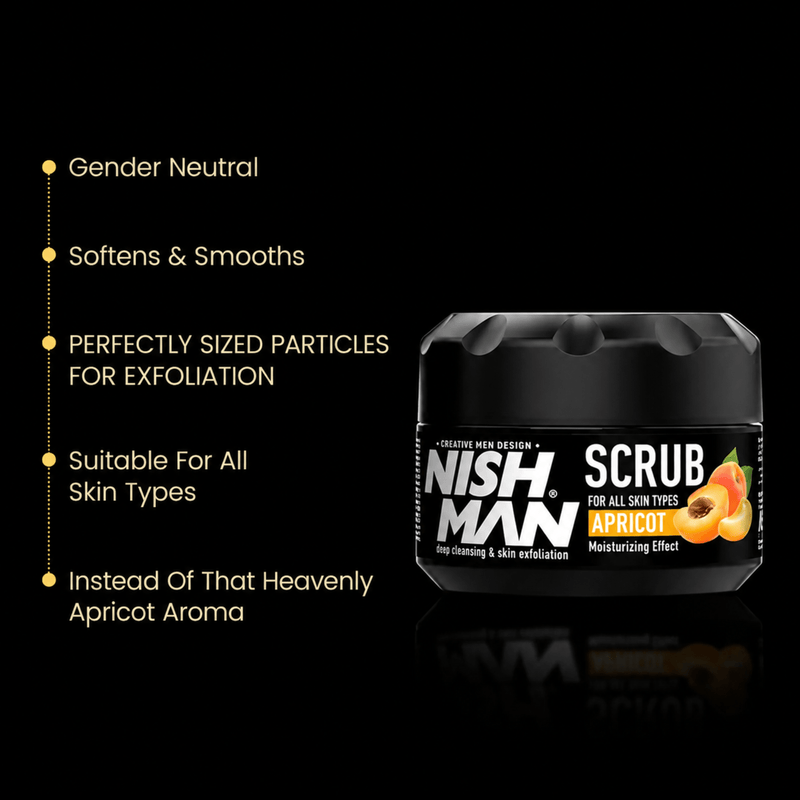 Nishman Apricot Face and Scalp Scrub with Gentle Exfoliating Particles for Smooth Skin Available at Primos Barber Supply