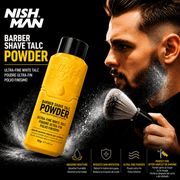 Nishman Barber Shave Talc Powder for Absorbing Moisture and Refreshing the Skin Available at Primos Barber Supply