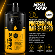 Nishman Pro Hair Shampoo 01 Professional Keratin Complex Hair Care Formula Available at Primos Barber Supply