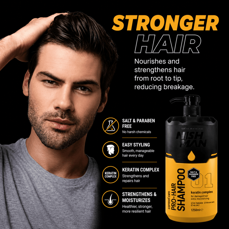 Nishman Pro Hair Shampoo 01 Helps Promote Stronger Healthier Looking Hair Available at Primos Barber Supply