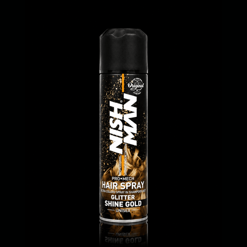 Nishman Pro Mech Hair Spray Gold Temporary Hair Color Spray Available at Primos Barber Supply