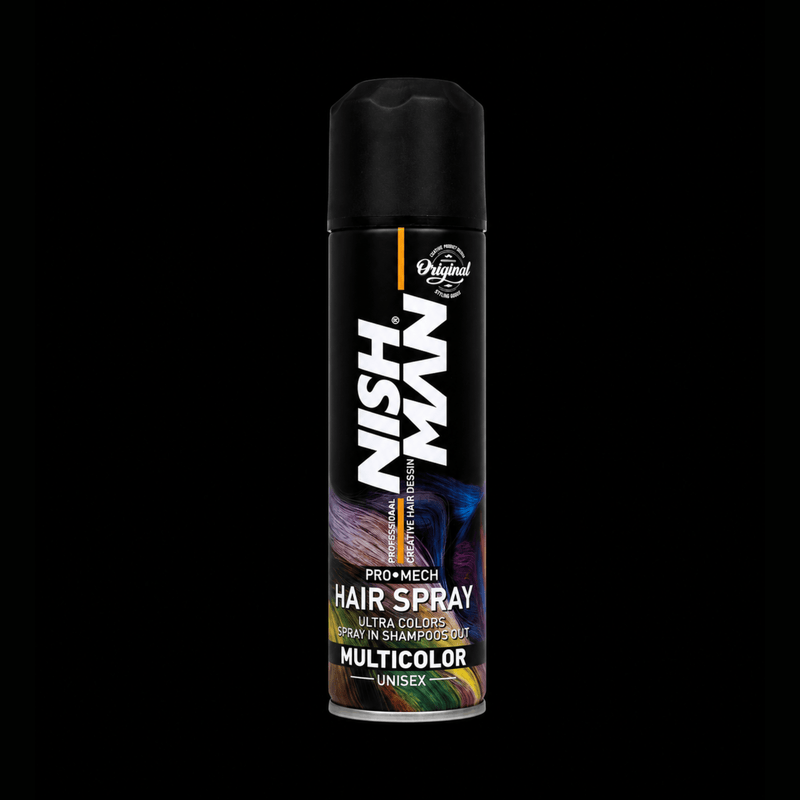 Nishman Pro Mech Hair Spray Multicolor Temporary Hair Color Spray Available at Primos Barber Supply