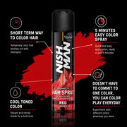 Nishman Pro Mech Hair Spray Red Provides Temporary Color That Washes Out Easily Available at Primos Barber Supply