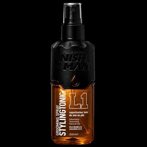 Nishman Styling Tonic L1 Grooming Spray for Volume Texture and Natural Hold Available at Primos Barber Supply
