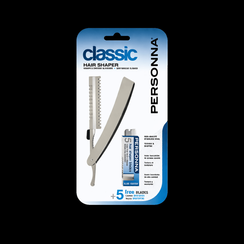 Personna Classic Hair Shaper straight razor with 5 free blades in packaging
