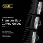 Wahl Professional premium black cutting guides on a black background