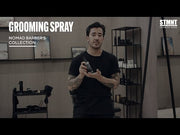 STMNT Grooming Spray collection video thumbnail featuring barber styling demonstration