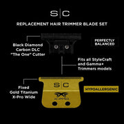 Primos Barber Supply StyleCraft The One trimmer blade replacement DLC black diamond carbon blade for smooth cutting no pulling and long lasting performance