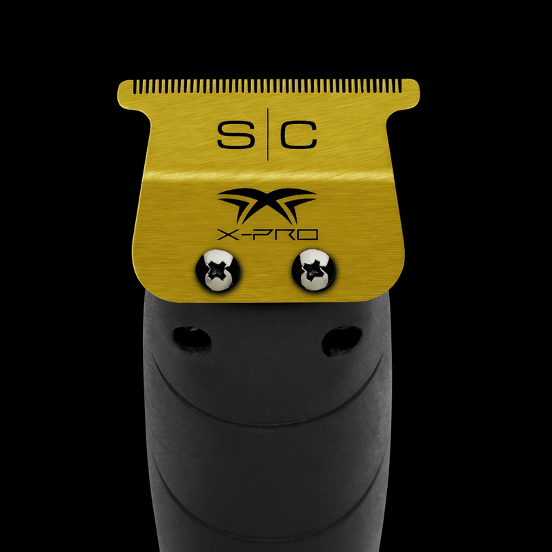 Primos Barber Supply StyleCraft X Pro trimmer blade installed on trimmer for detailed line ups edging and professional barber precision