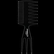Red by Kiss 3-In-1 Comb Large HM59 Black retail packaging showing multifunction barber comb with wide teeth, fine teeth, and sectioning pick for professional styling and haircutting.