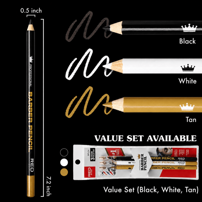 Red by Kiss Barber Pencil Liner available in black white and tan colors at Primos Barber Supply