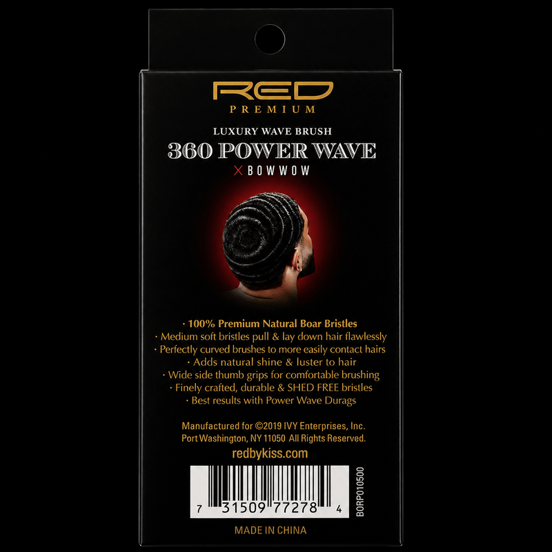 Back packaging of RED by KISS BR14 medium soft palm wave brush