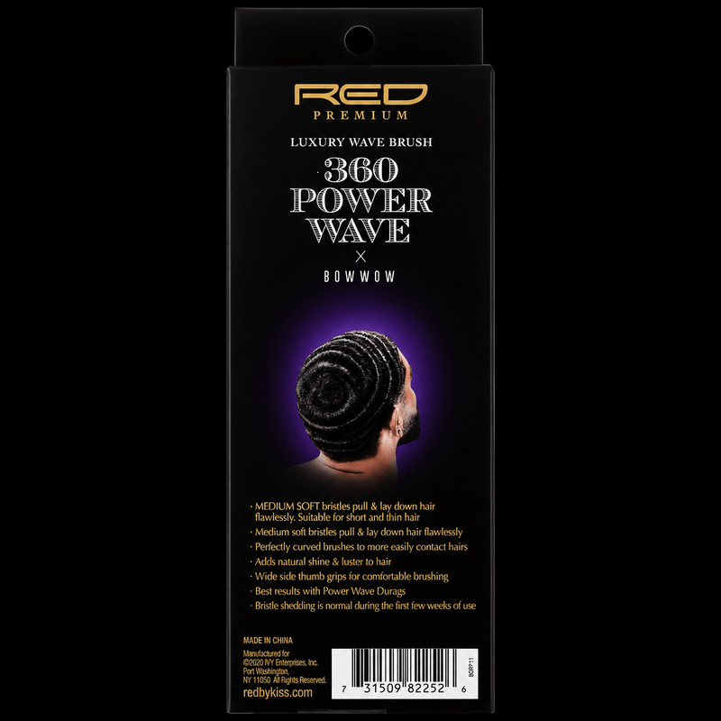 Back packaging of RED by KISS BR24 mixed boar medium hard wave brush