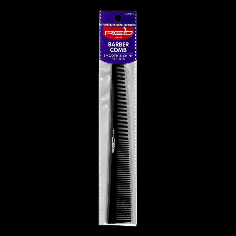 Red by Kiss Professional Barber Comb HM51 Black retail packaging showing professional barber comb for precision cutting and styling.