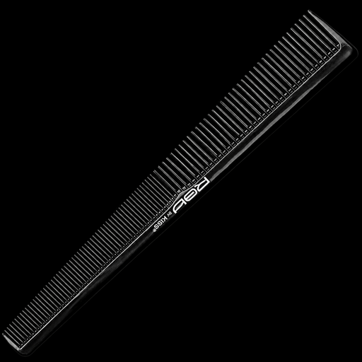 Red by Kiss Professional Barber Comb HM51 Black carbon barber comb with fine and wide teeth for cutting, tapering, clipper-over-comb, and styling.