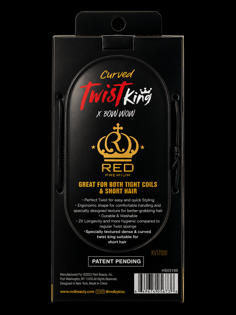 Back packaging of RED Premium Curved Twist King HS03 twist sponge for short hair