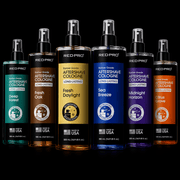 Red Pro Aftershave Cologne Barber Grade collection featuring all scents including Deep Forest Fresh Oak Fresh Daylight Sea Breeze Midnight Horizon and Citrus Grove