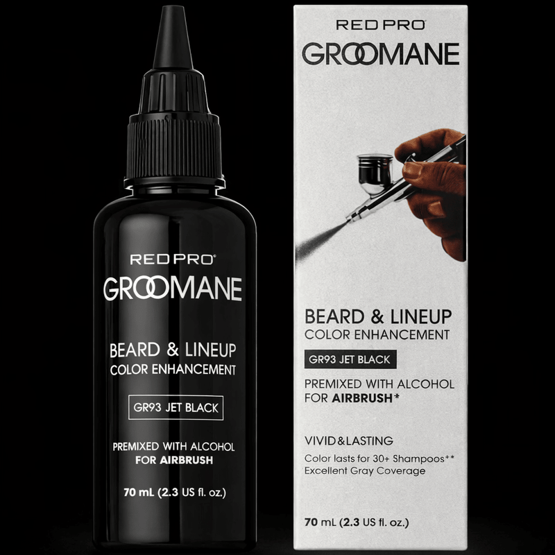 Red Pro Groomane beard lineup color enhancement spray jet black airbrush ready