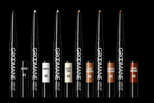 RED Pro Groomane Line-Up Pencil collection featuring Black 41 White 42 Light Tan 43 Light Brown 44 Medium Brown 45 and Dark Brown 46