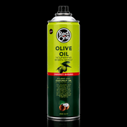 Green spray can with Red One branding on a black background