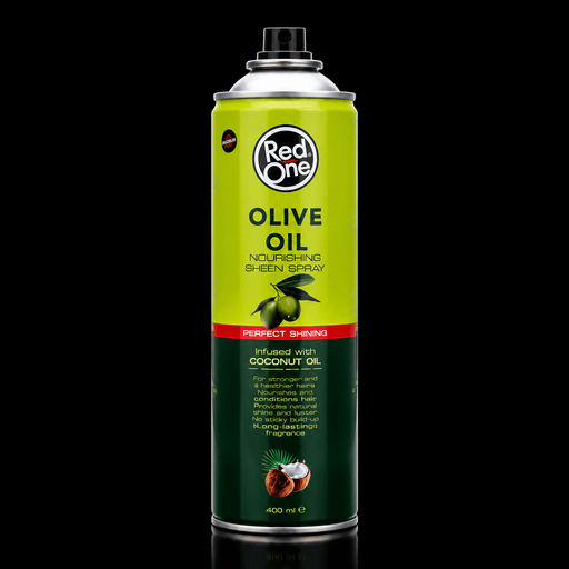 Green spray can with Red One branding on a black background