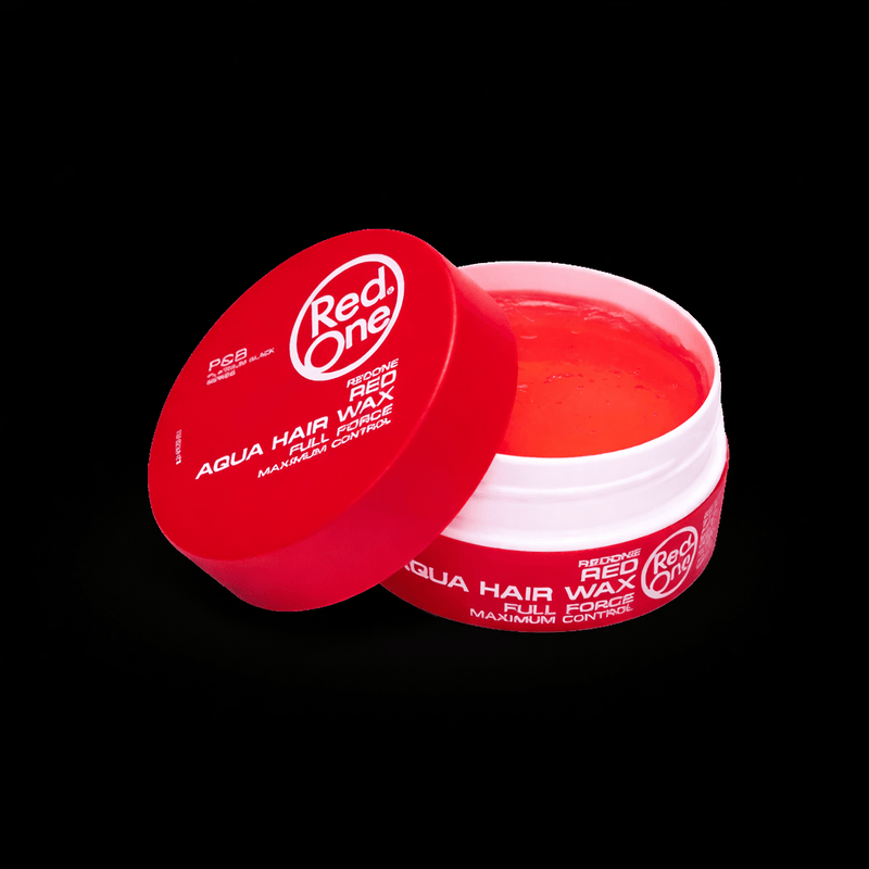 RedOne Red Aqua Hair Wax 150ml open jar showing red gel wax texture
