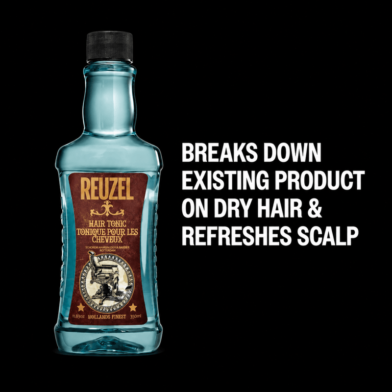 Reuzel Hair Tonic Breaks Down Existing Product and Refreshes the Scalp Available at Primos Barber Supply