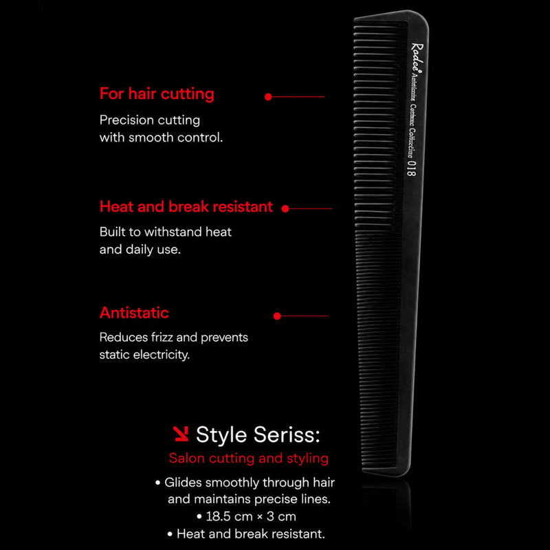 Rodeo Professional Hair Comb 018 Heat Resistant Anti Static and Flexible Design Available at Primos Barber Supply