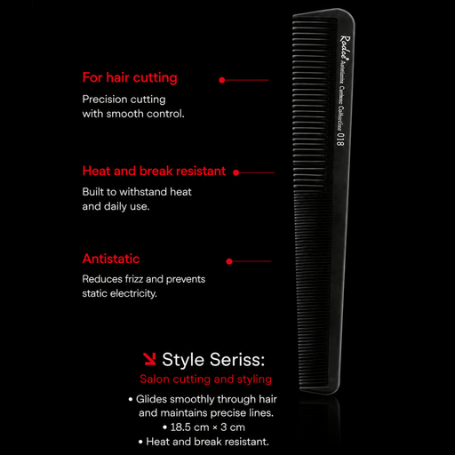 Rodeo Professional Hair Comb 018 Heat Resistant Anti Static and Flexible Design Available at Primos Barber Supply