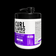 Rolda Curl & Afro Hair Mask pump jar showing the 3C to 4C curl pattern chart and 35.3 oz (1000g) size
