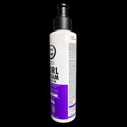 Rolda Curl Cream Leave-In pump bottle turned to the side showing the front and back label