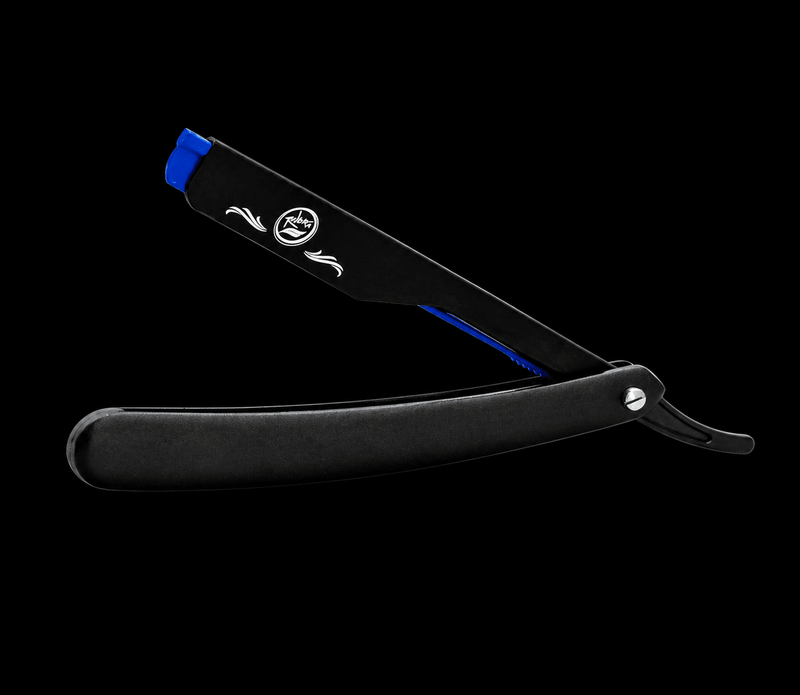 Rolda matte straight razor blade holder blue and black professional barber shavette razor
