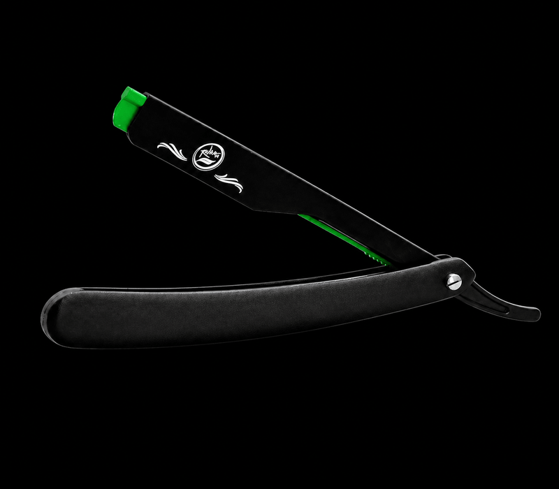 Rolda matte straight razor blade holder green and black barber razor for shaving and detailing