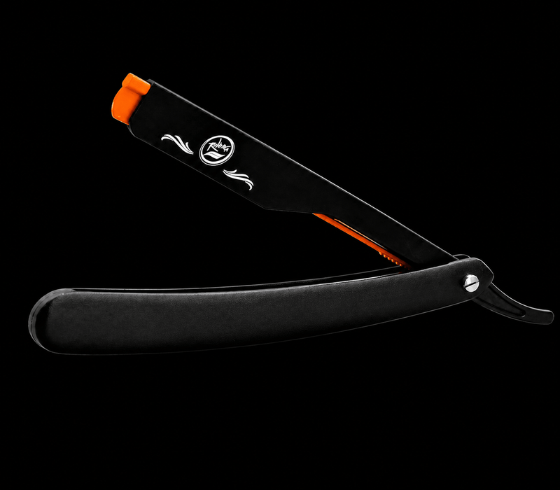 Rolda matte straight razor blade holder orange and black barber shavette for lineups and fades
