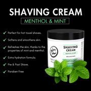 Rolda Professional Shaving Cream menthol and mint benefits graphic