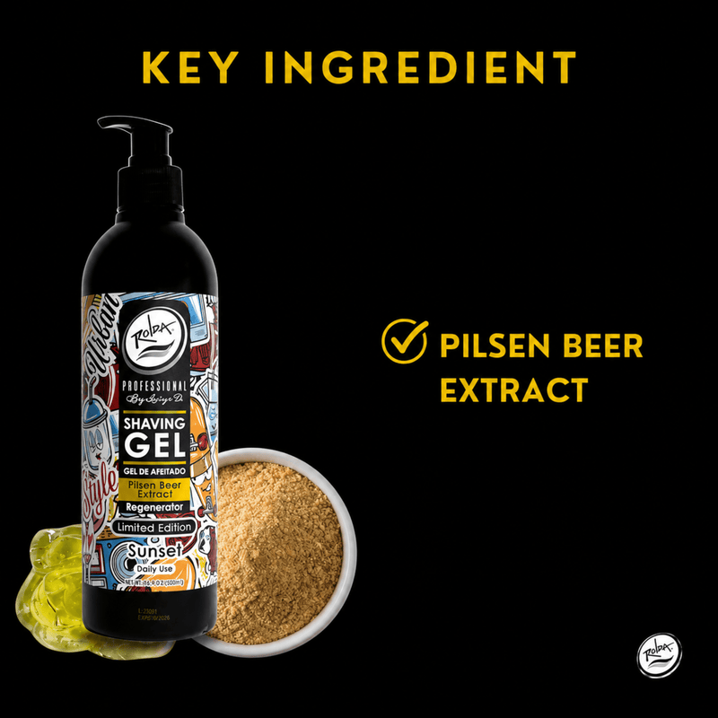 Rolda Professional Shaving Gel with Pilsen Beer Extract key ingredient graphic from Primos Barber Supply