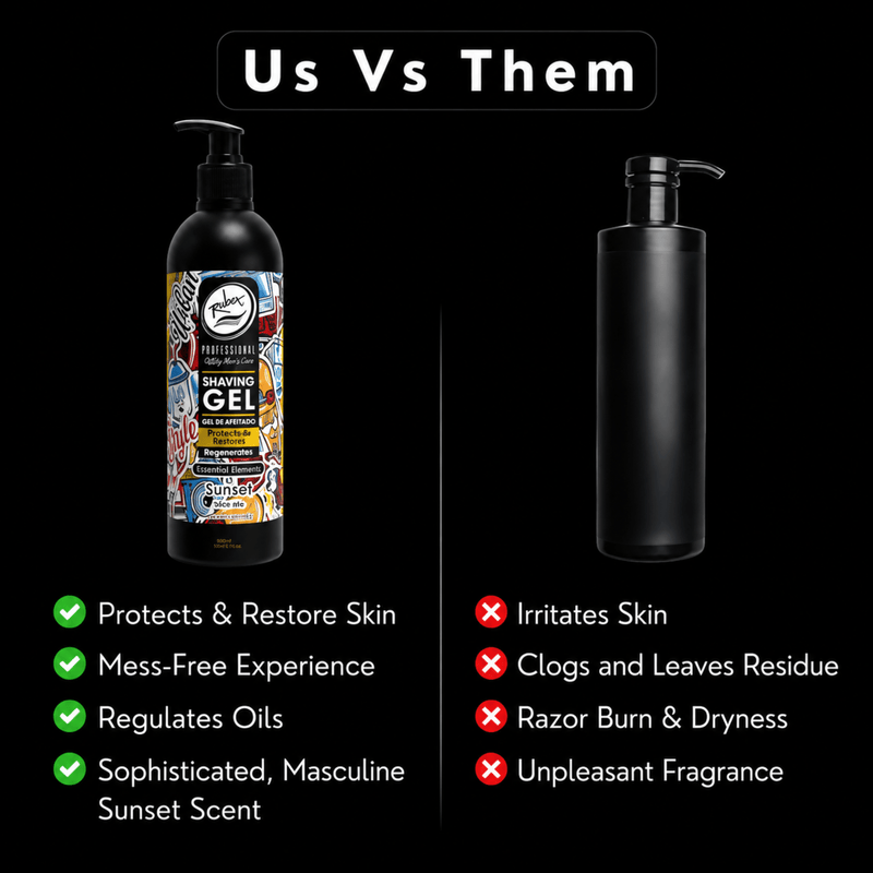 Rolda Professional Shaving Gel performance comparison graphic available at Primos Barber Supply