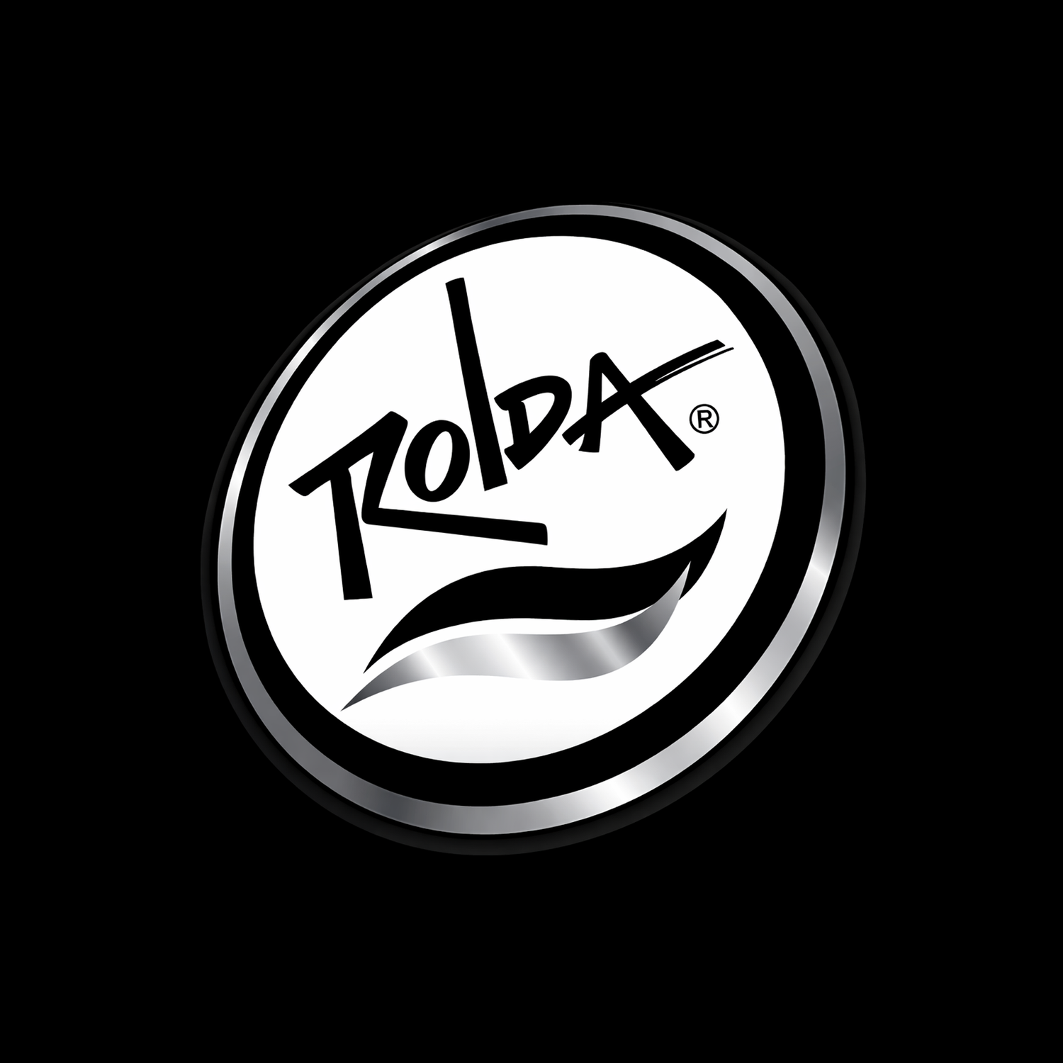 rolda hair brand logo on black background
