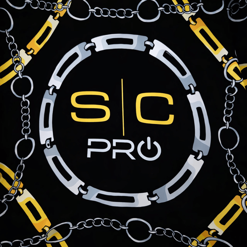 SC Pro barber cape logo close up black and gold design professional barber cape Primos Barber Supply