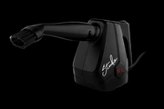 Black hair dryer with 'Studio' branding on a black background