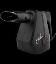 Black handheld device with 'Studio' branding on a black background