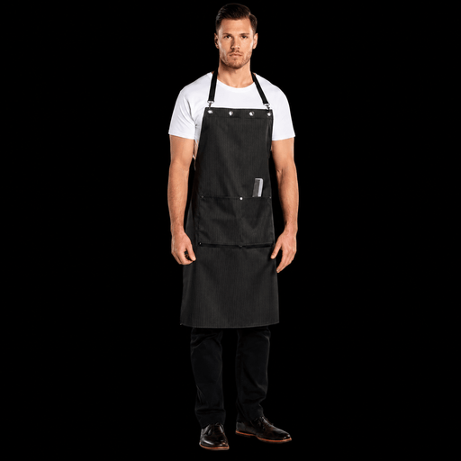 Scalpmaster Pinstripe Barber Apron – waterproof professional black barber apron