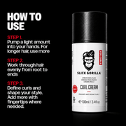 Slick Gorilla Curl Cream how to use instructional graphic