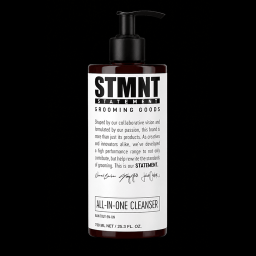 STMNT All In One Cleanser bottle front view on black background