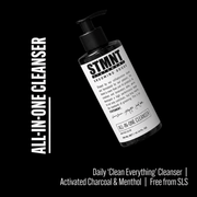 STMNT All In One Cleanser promotional graphic with product details